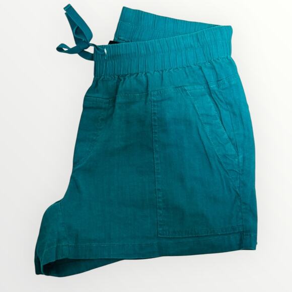 Kut from the Kloth Linen Blend Shorts Teal Green | Size M | Drawstring Wais - Picture 5 of 5